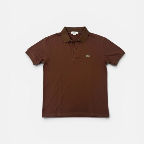 Lacoste Καφέ Ανδρική Μπλούζα Polo με Κεντημένο Κροκόδειλο
